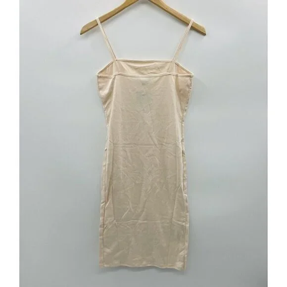 TOPSHOP Womens Size 6 Strappy Cami Tunic Dress Nude Cotton Basic Layer $25 1758 - Picture 4 of 8